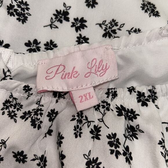 Pink Lily ROADSIDE DAISIES IVORY FLORAL DRESS Size 2XL black and white - Picture 5 of 7